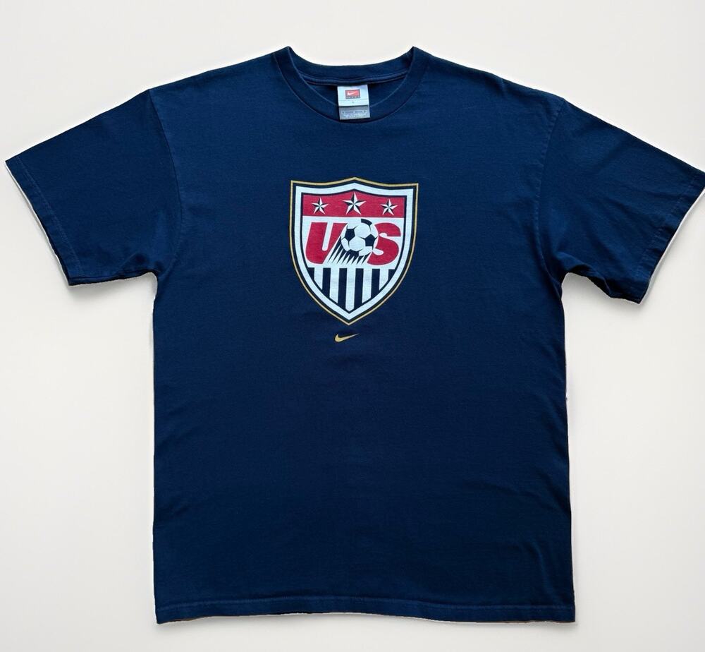 Vintage Nike Team USA Soccer Shirt Large Blue Y2K Fifa World Cup Sportswear